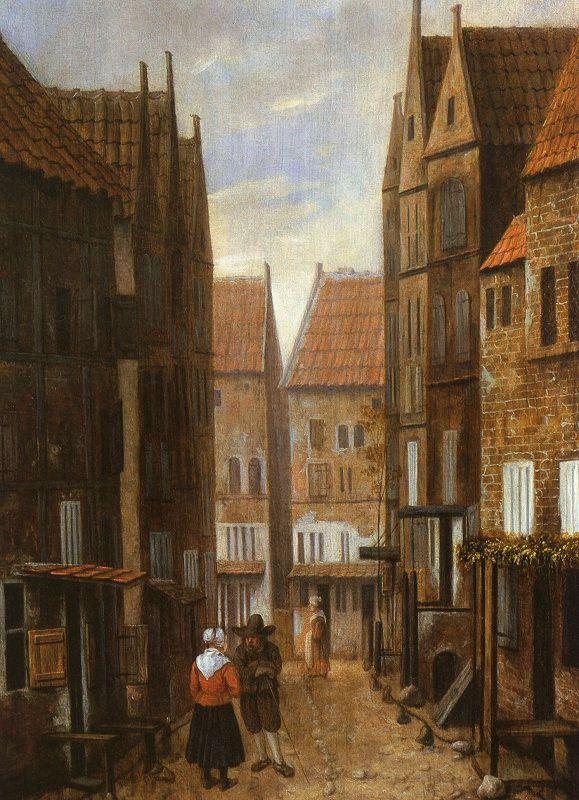 Jacobus Vrel Street Scene with Couple in Conversation Sweden oil painting art